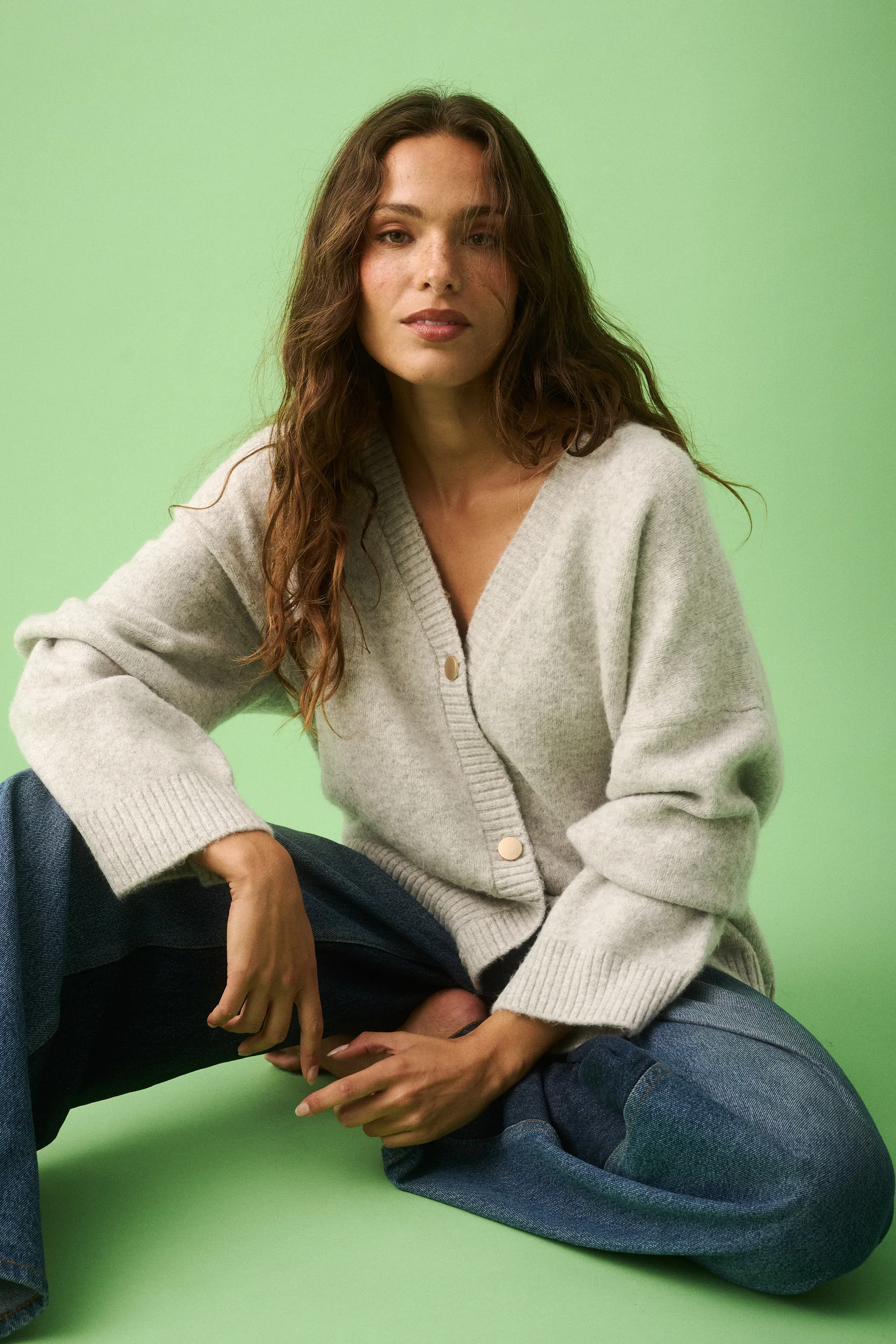 Cartel & Willow - Adela Knit Cardi - Grey Marle