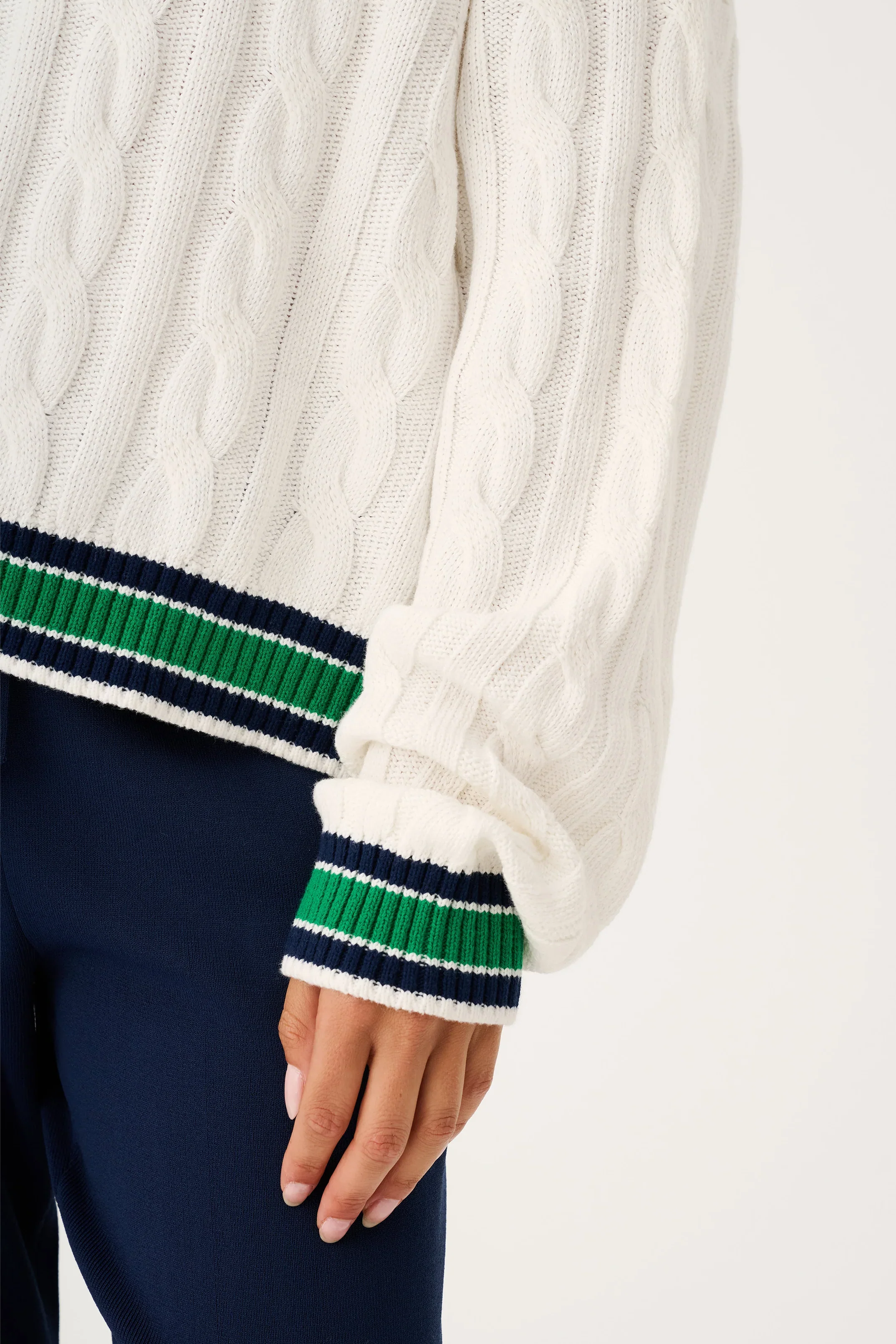 Cartel & Willow - Asher Heritage Knit Sweater - Cream/Tide - Image 3