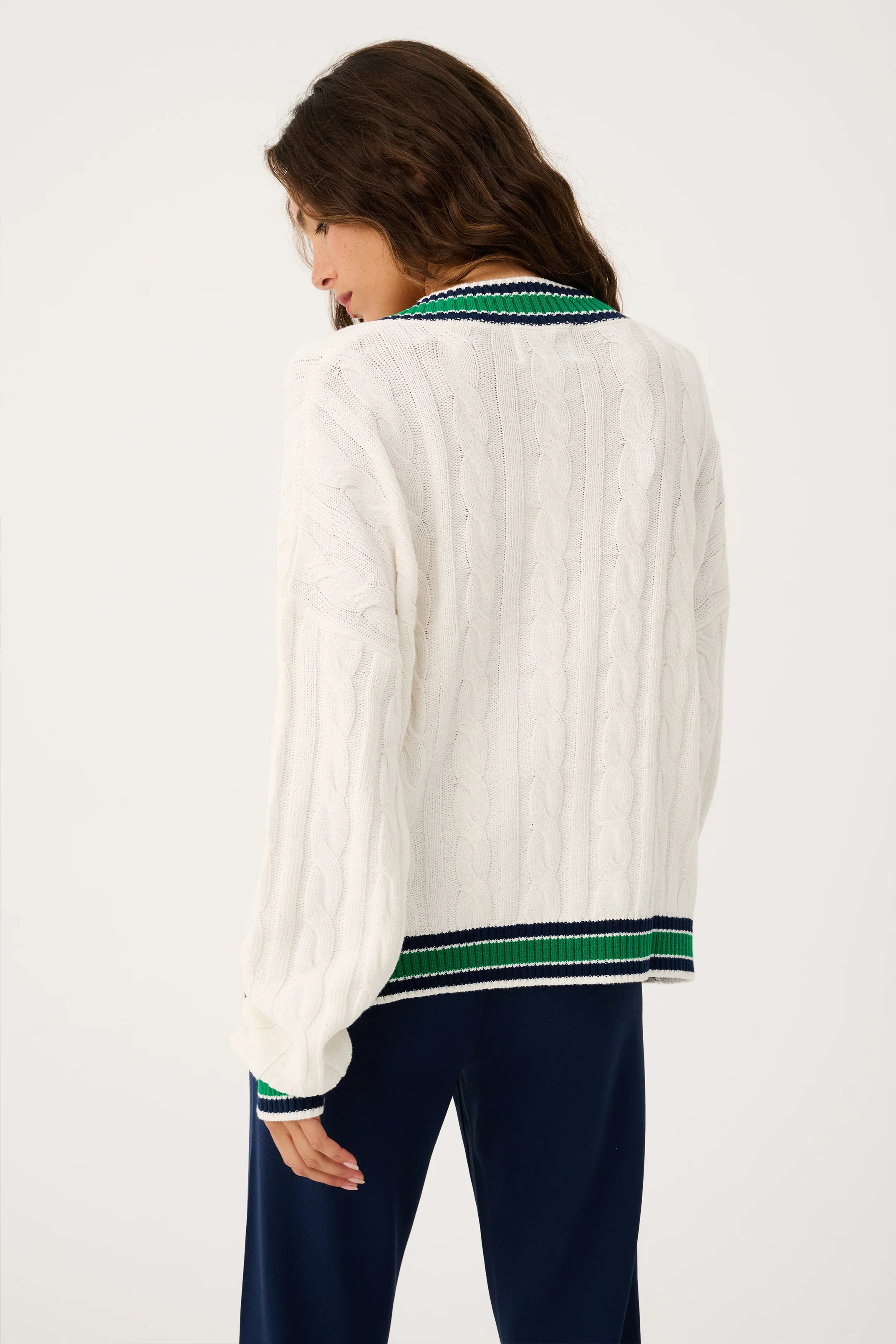 Cartel & Willow - Asher Heritage Knit Sweater - Cream/Tide - Image 5