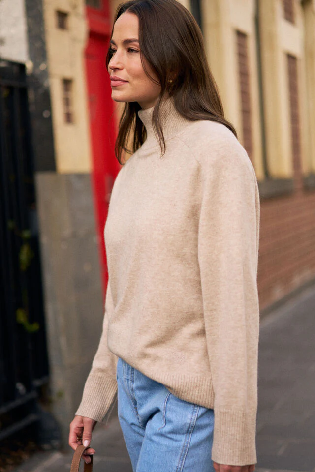 Ceres Life - Alex Knit Funnel Neck Pullover - Oat Marle - Image 2