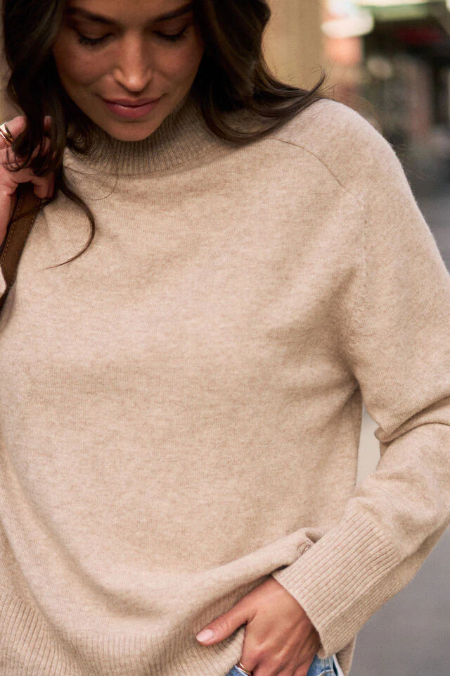 Ceres Life - Alex Knit Funnel Neck Pullover - Oat Marle - Image 3