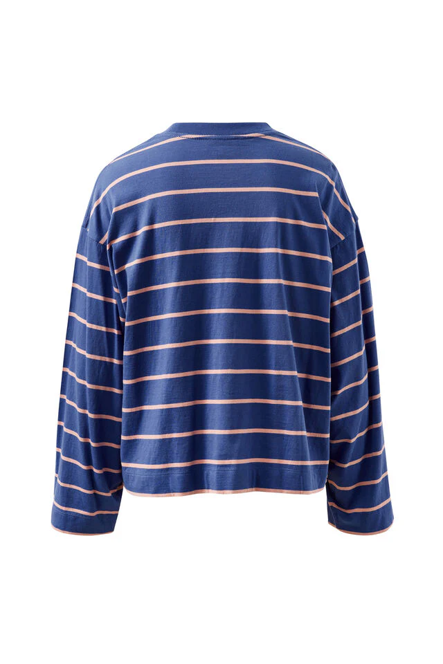 Ceres Life - Beau Long Sleeve Slouchy Tee - Washed Navy/Pink Clay - Image 5