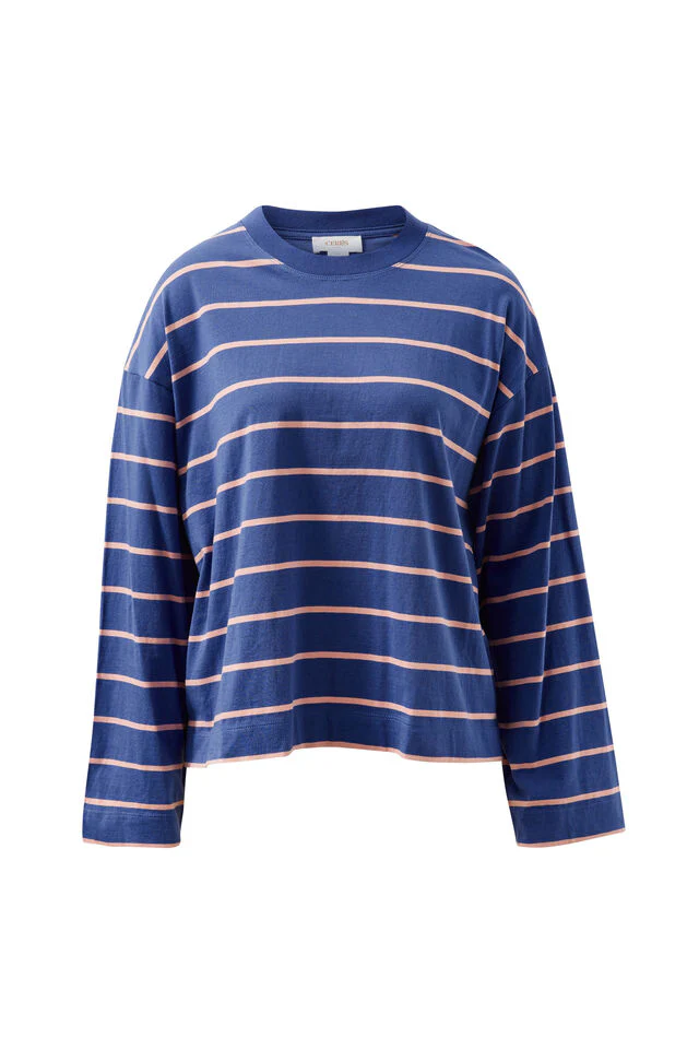 Ceres Life - Beau Long Sleeve Slouchy Tee - Washed Navy/Pink Clay - Image 6