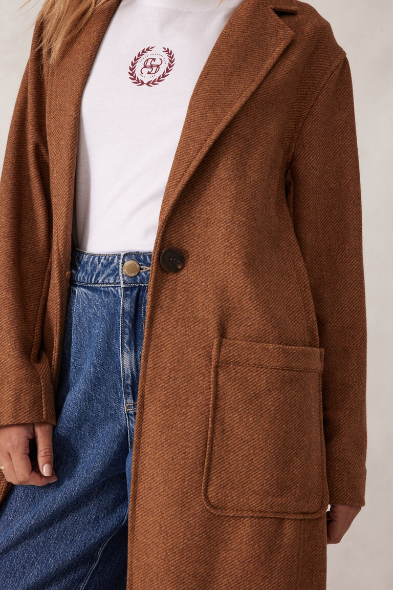 Ceres Life - Classic Longline Coat - Chestnut - Image 4