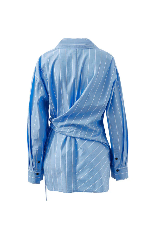 Ceres Life - Elodie Wrap Shirt - Amalfi Blue Stripe - Image 6