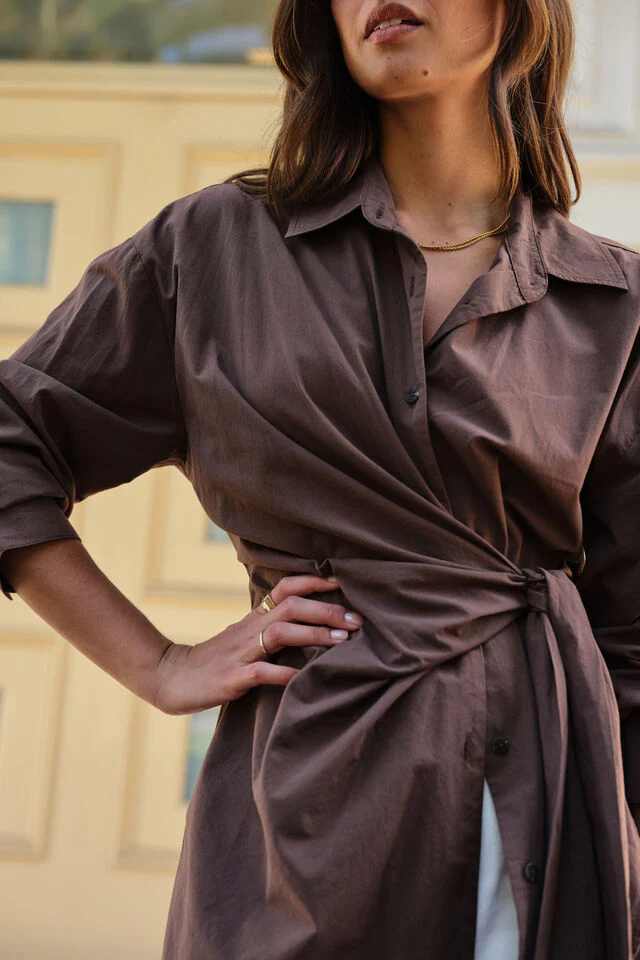 Ceres Life - Elodie Wrap Shirt - Brunette Brown - Image 3