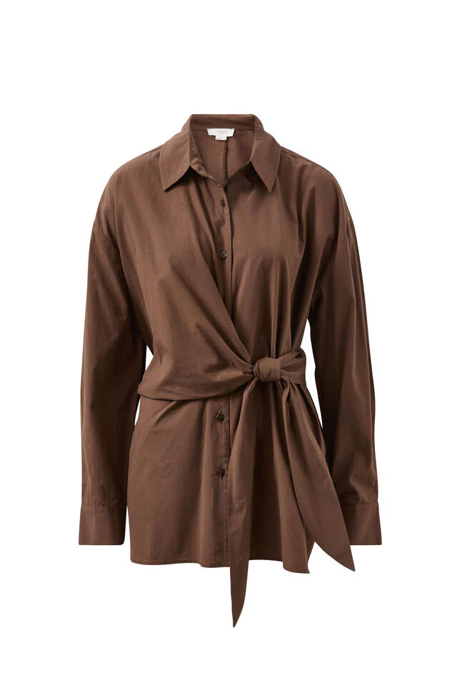 Ceres Life - Elodie Wrap Shirt - Brunette Brown - Image 4