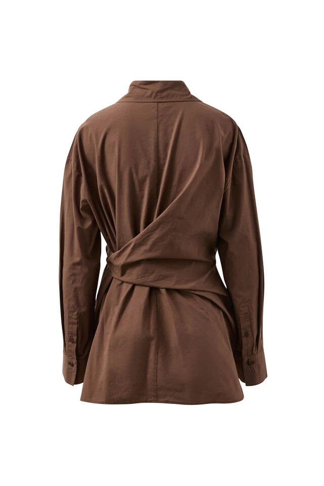 Ceres Life - Elodie Wrap Shirt - Brunette Brown - Image 5