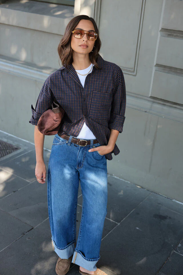 Ceres Life - Frannie Cuffed Barrel Jean - Fresh Indigo - Image 4
