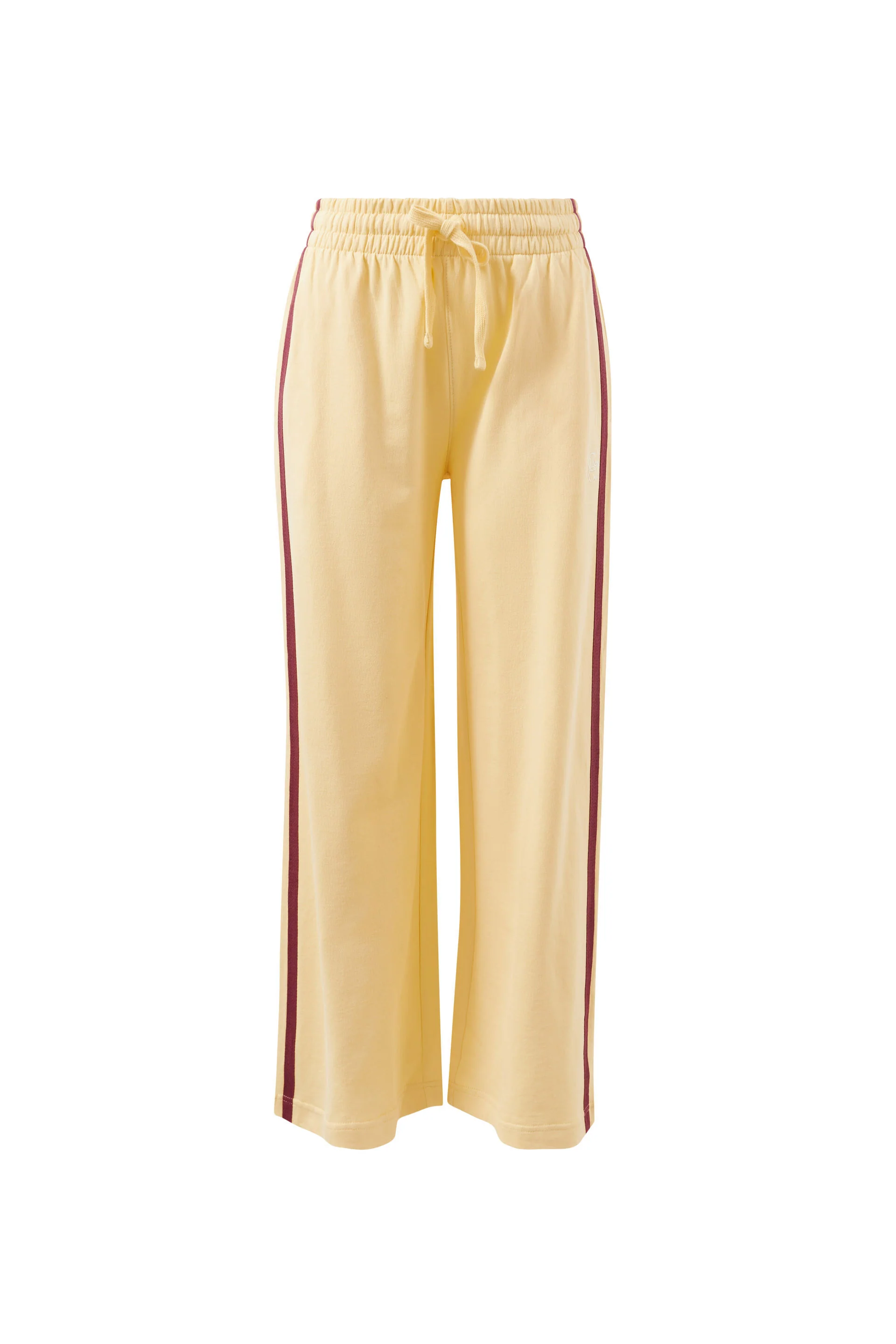 Ceres Life - Gigi Wide Leg Terry Trackpant - Butter Washed Burgundy Side Stripe - Image 4