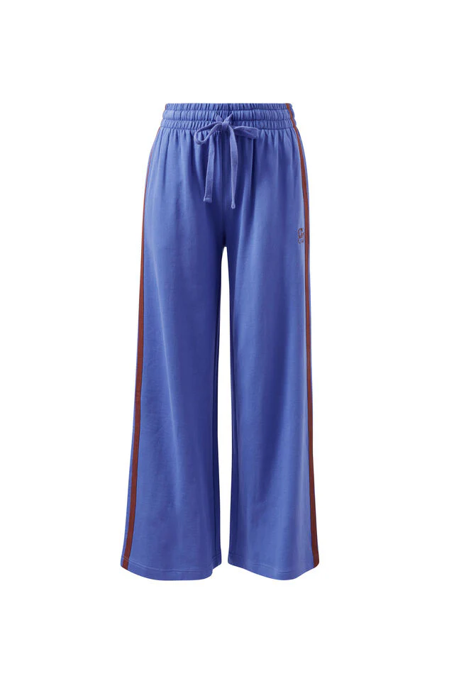 Ceres Life - Gigi Wide Leg Terry Trackpant - Vintage Blue Mixed Side Stripe - Image 4
