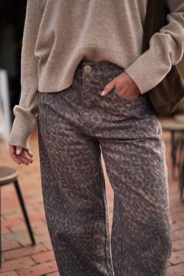 Ceres Life - Harper Barrel Jean - Leopard - Image 2