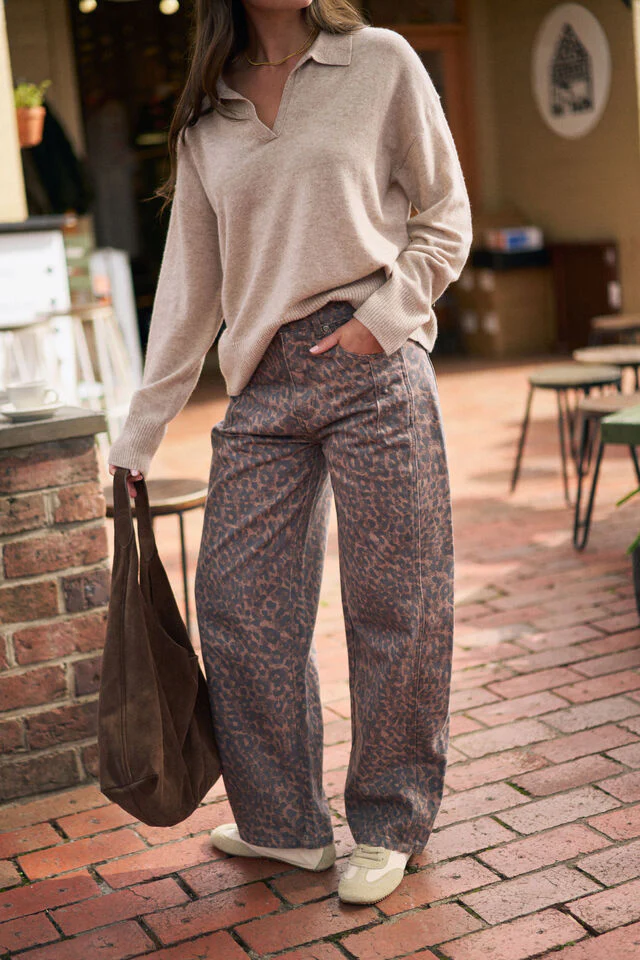Ceres Life - Harper Barrel Jean - Leopard - Image 3