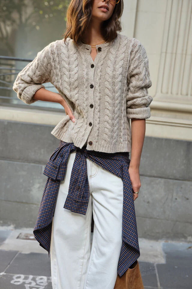 Ceres Life - Heidi Cable Knit Cardi - Oat