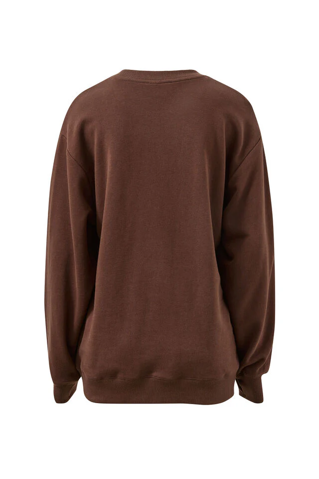Ceres Life - Isla Oversized Slouchy Crew - Brunette Brown Buff Sky Blue Heritage Logo - Image 5