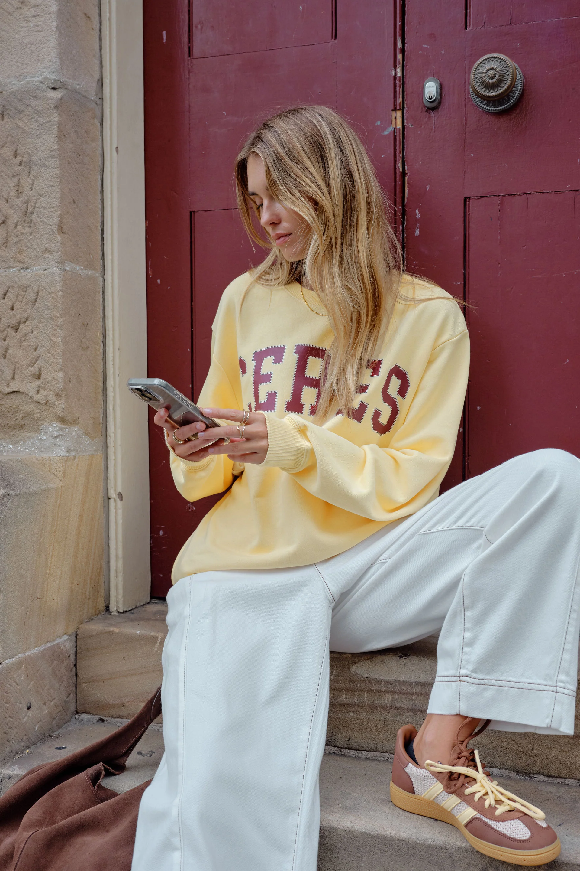 Ceres Life - Isla Oversized Slouchy Crew - butter washed burgundy heritage logo - Image 7