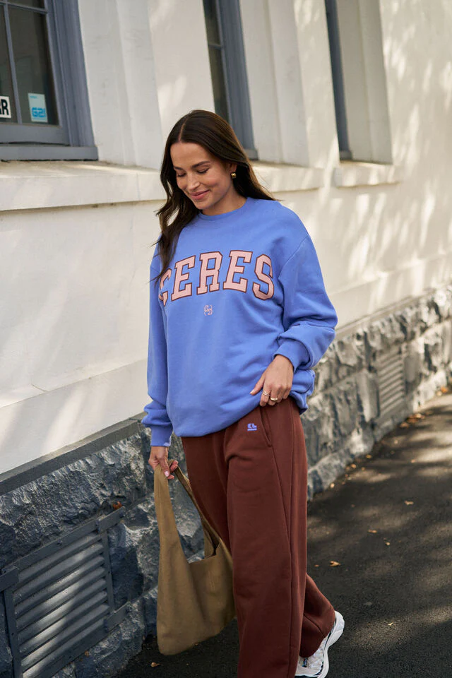 Ceres Life - Isla Oversized Slouchy Crew - Vintage Blue Pink Clay Burnt Toffee Heritage