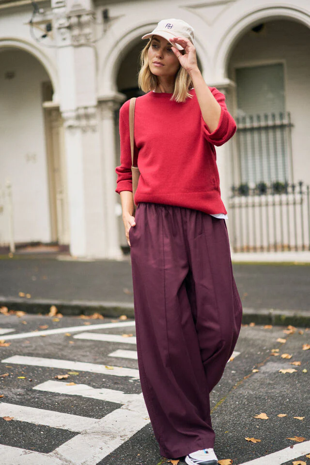 Ceres Life - Izzie Pinstitch Pant - Burgundy