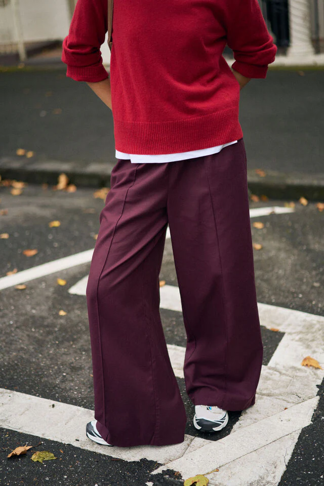 Ceres Life - Izzie Pinstitch Pant - Burgundy - Image 2