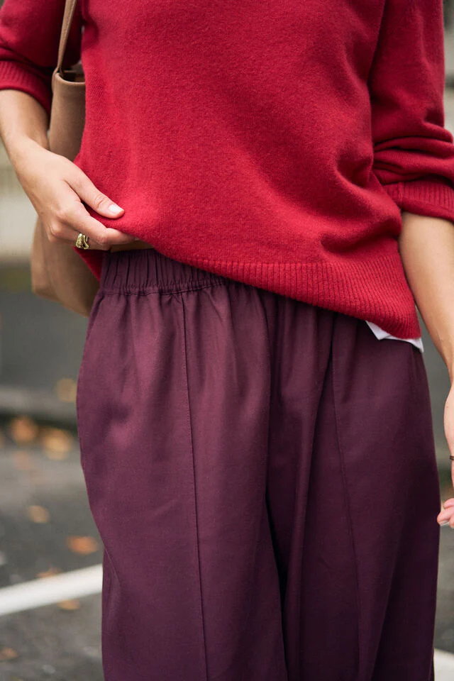 Ceres Life - Izzie Pinstitch Pant - Burgundy - Image 3