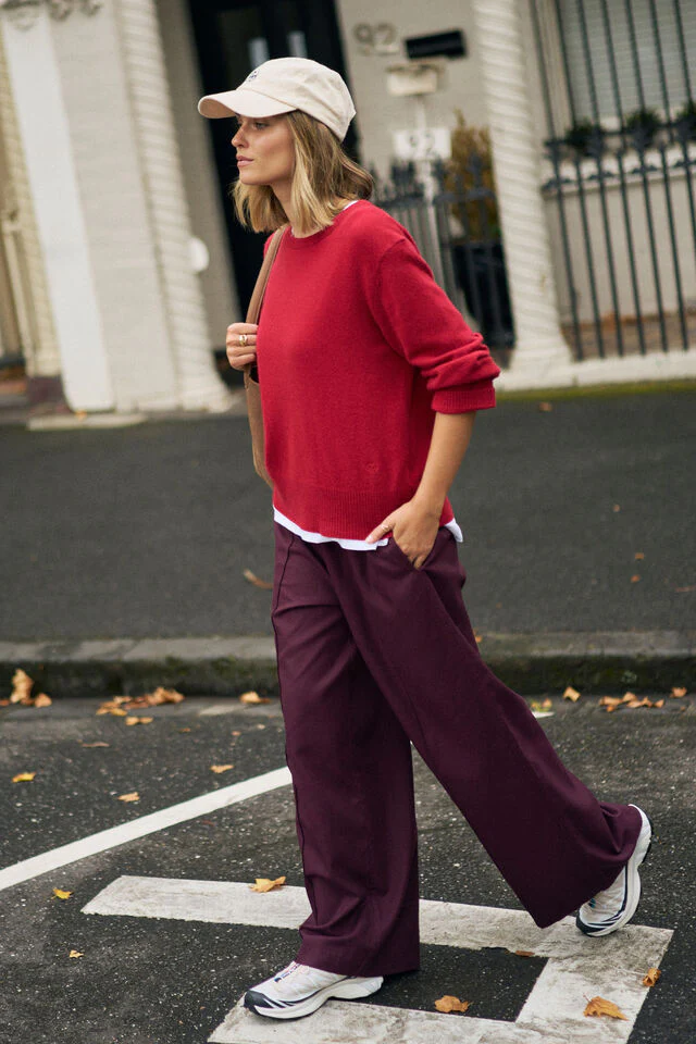 Ceres Life - Izzie Pinstitch Pant - Burgundy - Image 4