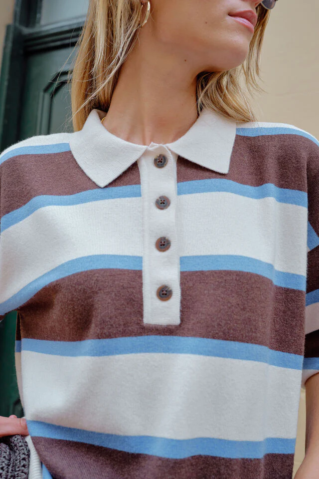 Ceres Life - Jessa Rugby Knit - Chocolate Stripe - Image 3