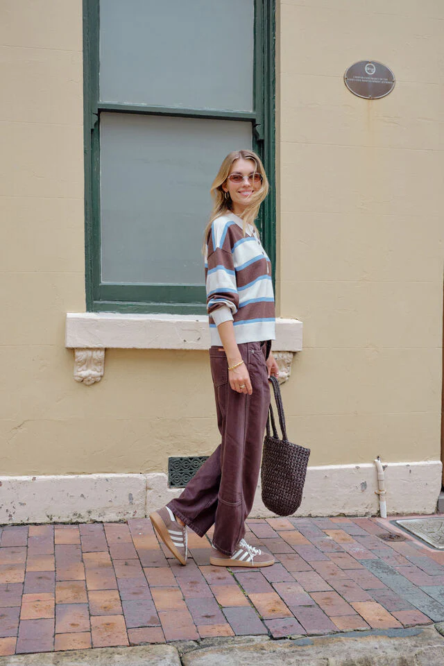 Ceres Life - Jessa Rugby Knit - Chocolate Stripe - Image 4