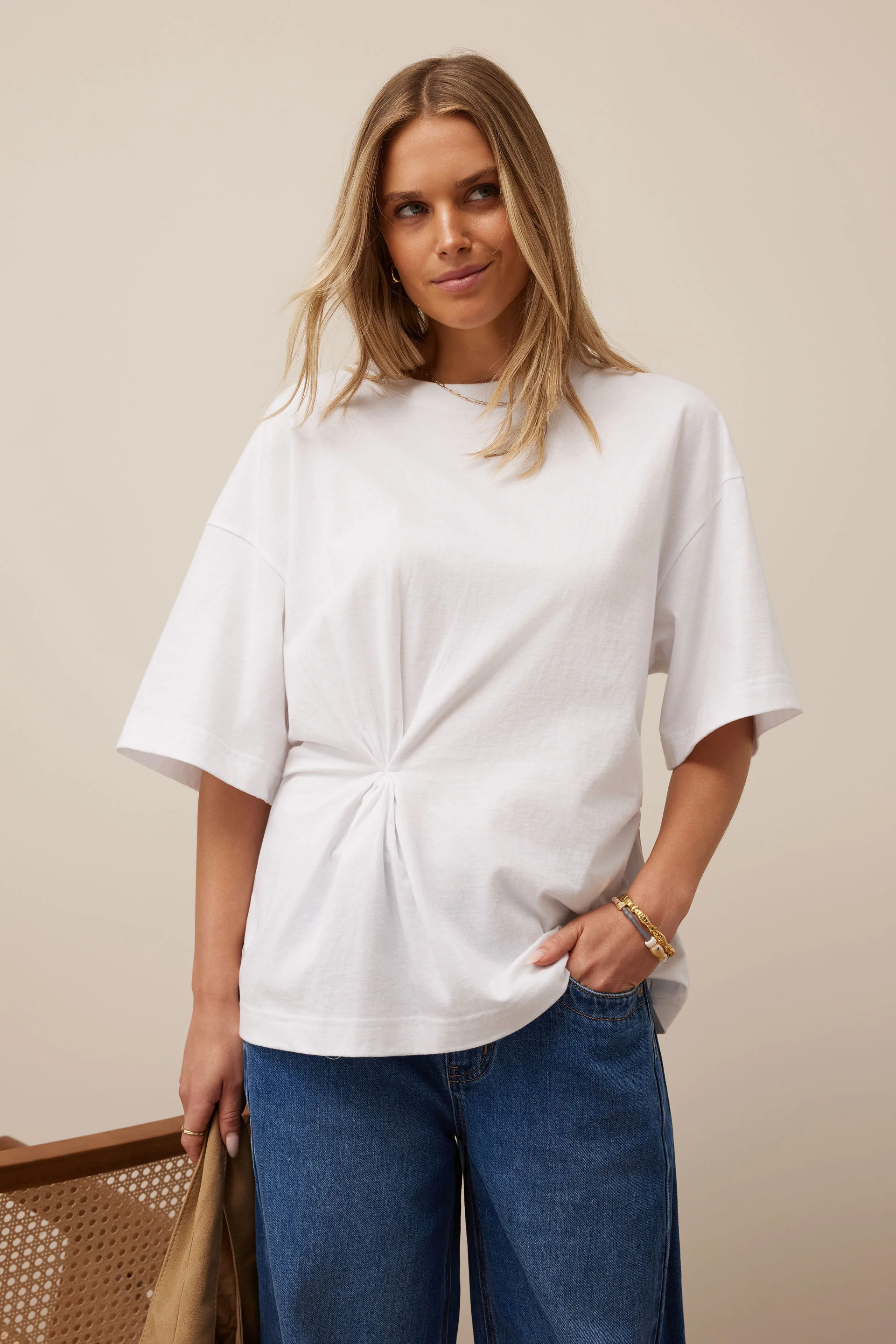 Ceres Life - Kaia Twist Tee - White