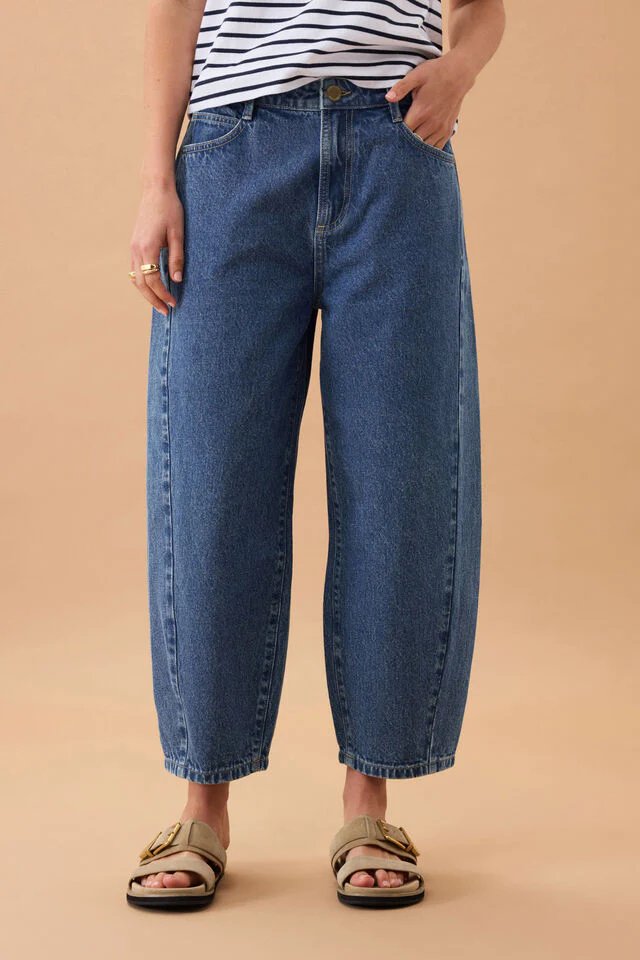 Ceres Life - Maggie Tapered Barrel Jean - Fresh Indigo