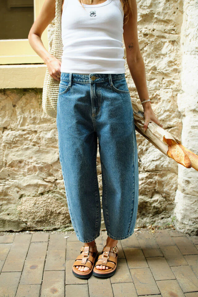 Ceres Life - Maggie Tapered Barrel Jean - Fresh Indigo - Image 2