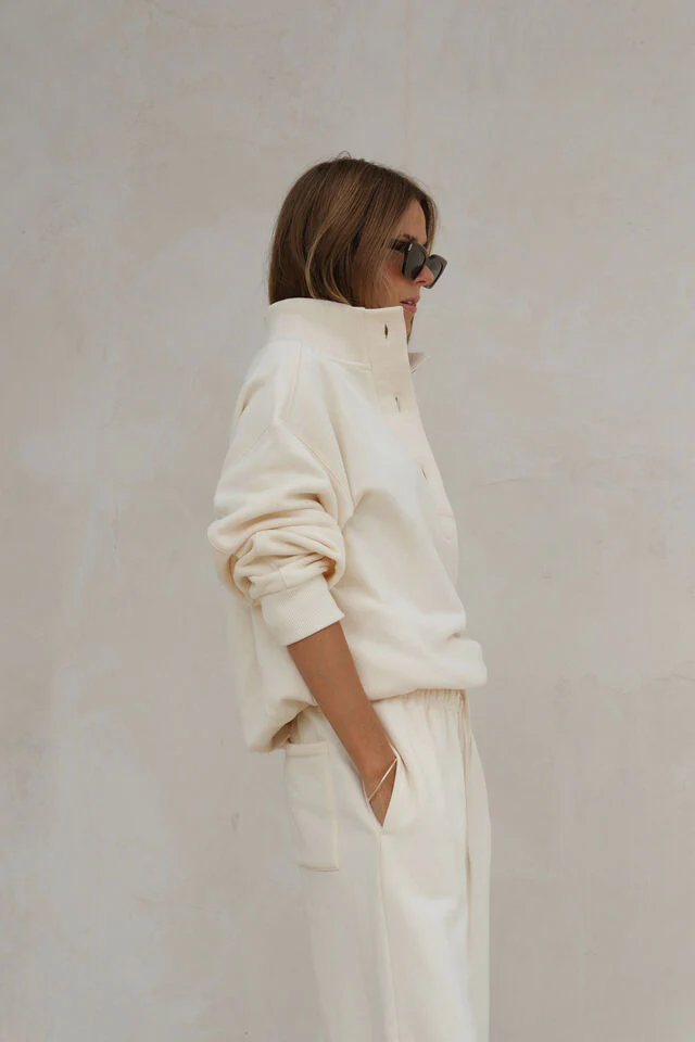 Ceres Life - Marli Button Sweat - Marshmellow