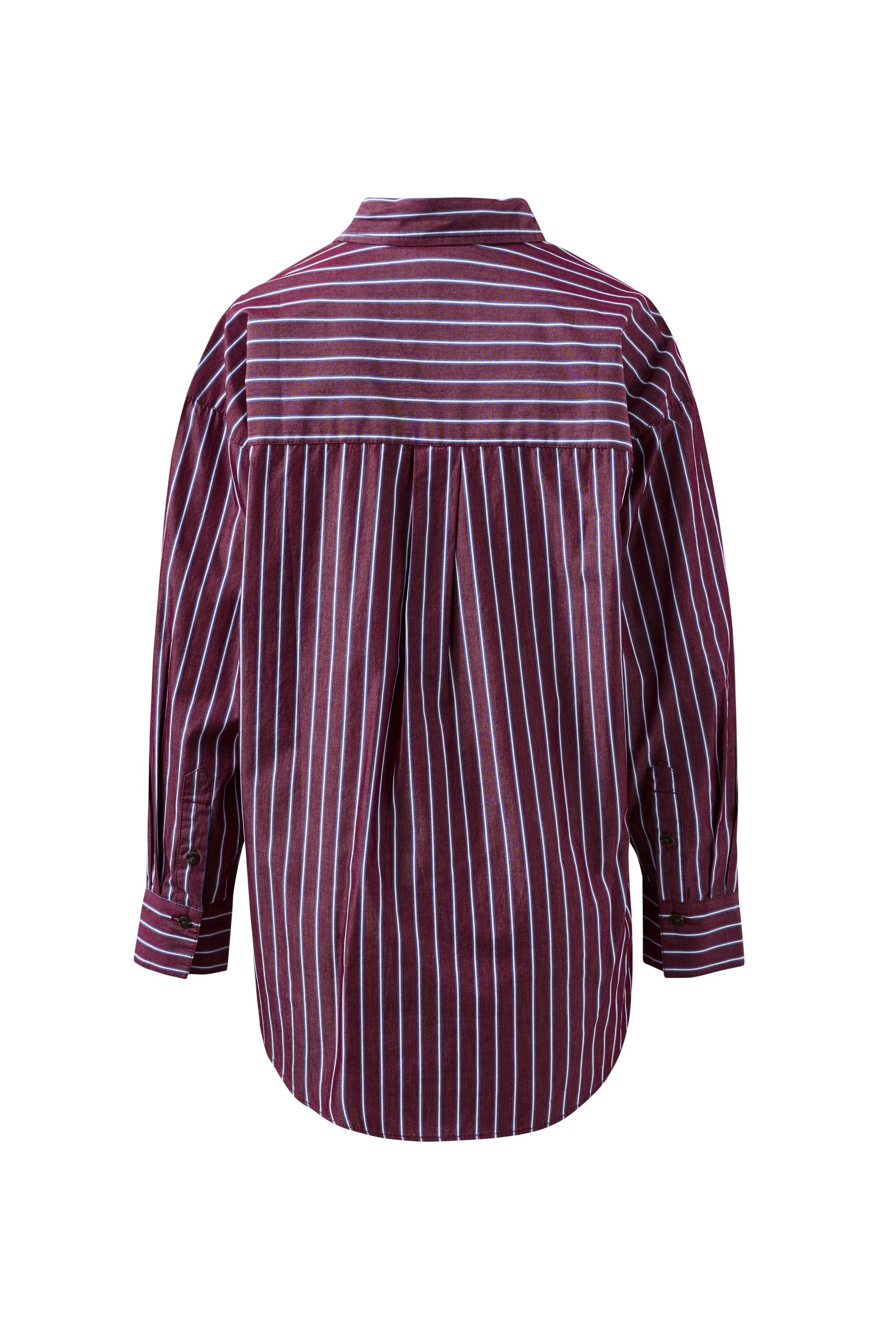 Ceres Life - Peta Oversized Shirt - Burgundy Washed Navy Stripe - Image 5