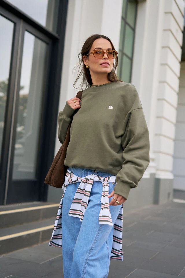 Ceres Life - Quinn Slouchy Crew - Washed Olive
