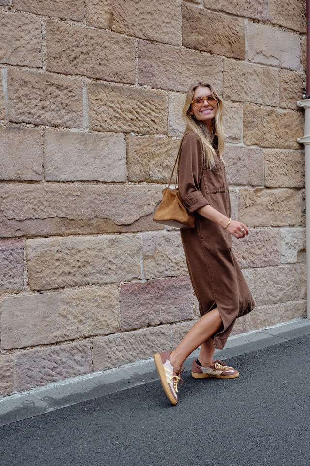 Ceres Life - Rae Long Sleeve Midi Dress - Chocolate - Image 4