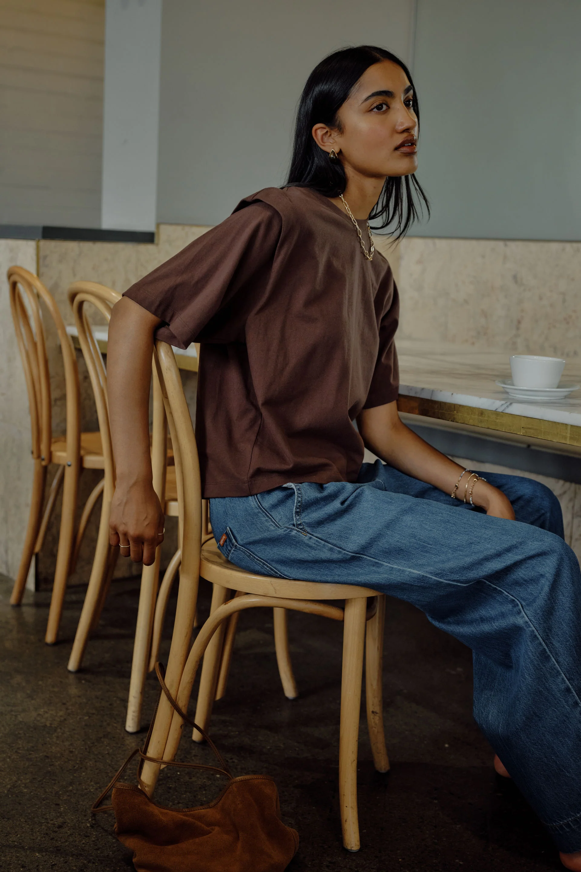 Ceres Life - Rainey Pleat Sleeve Tee - Brunette Brown - Image 3