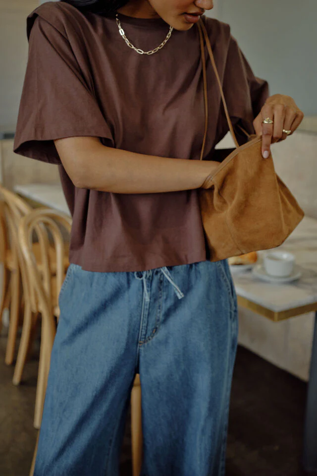 Ceres Life - Rainey Pleat Sleeve Tee - Brunette Brown - Image 4