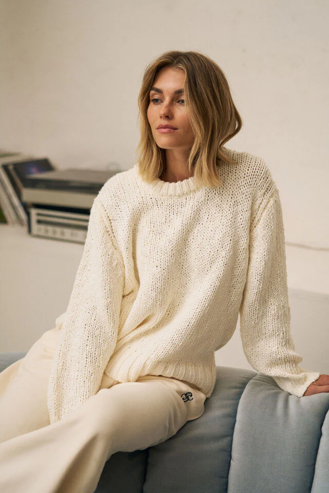 Ceres Life - Sage Chunky Knit Crew - Marshmallow - Image 2