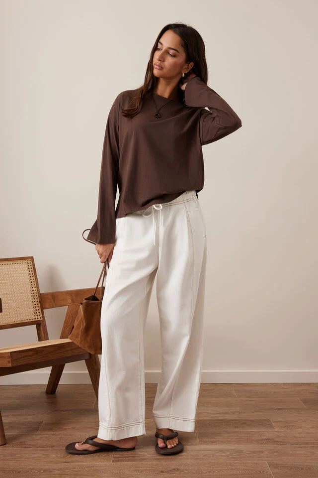 Ceres Life - Scout Slouchy Long Sleeve Tee - Brunette Brown