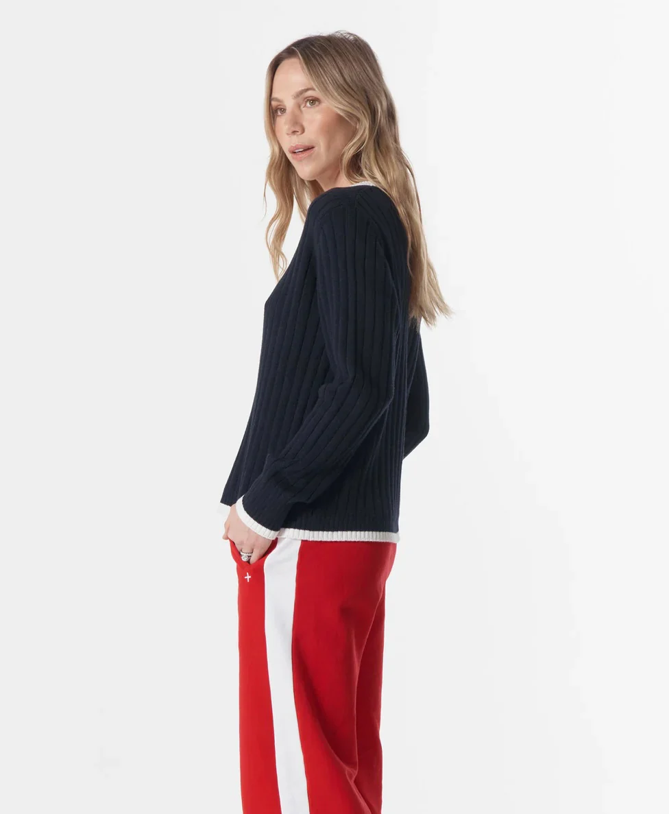 Cloth + Paper + Scissors - Glow V Neck Knit - Parisian Navy - Image 2