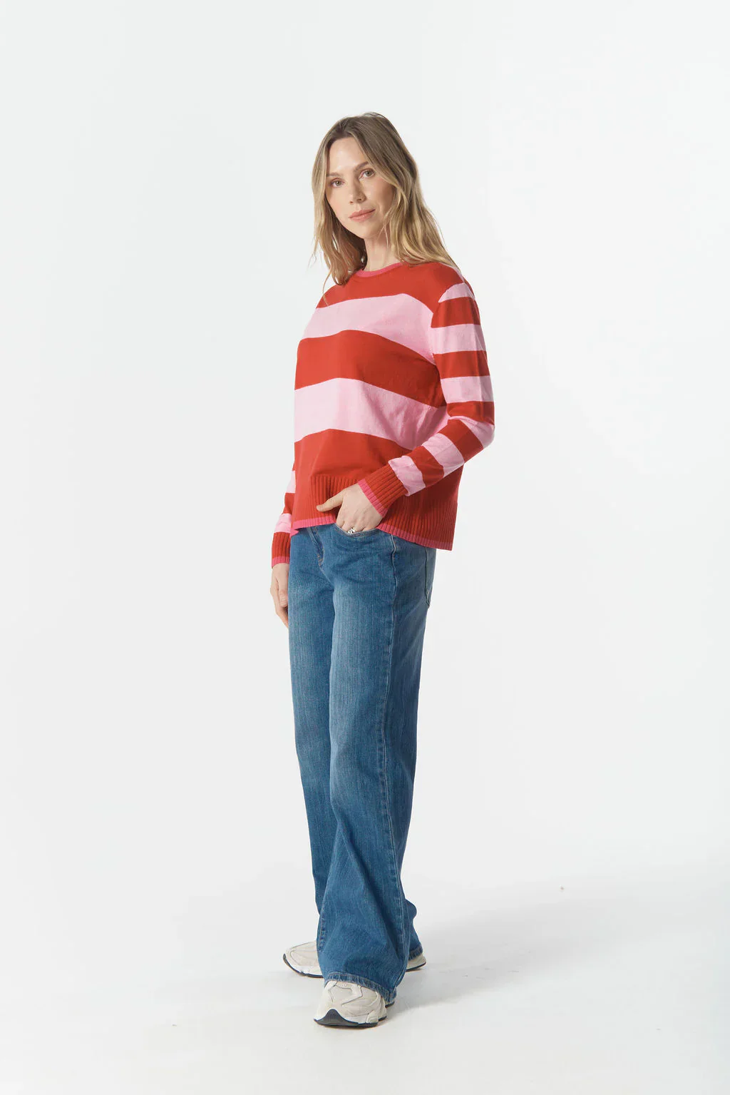 Cloth + Paper + Scissors - Sierra Stripe Knit - Flamboyant Stripe - Image 3