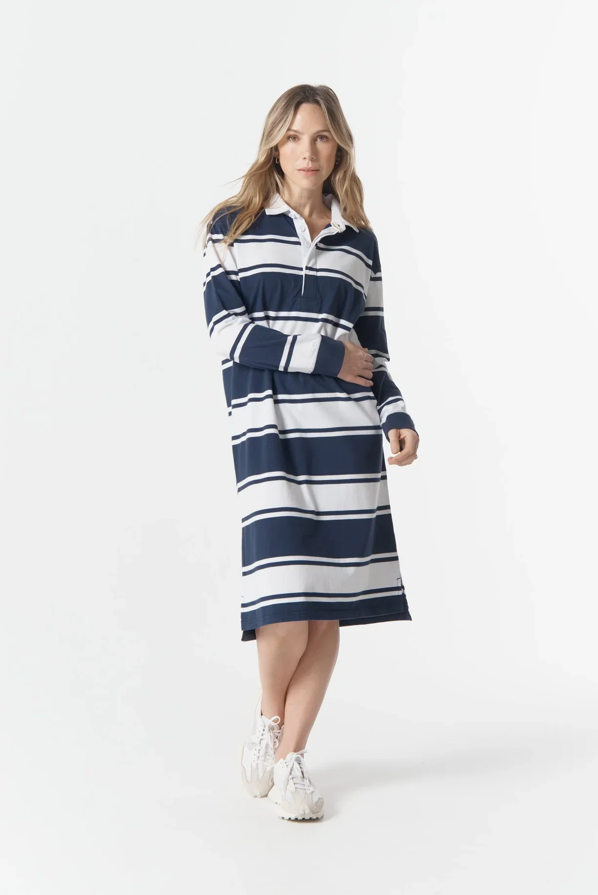 Cloth + Paper + Scissors - The Go To Rugby Dress - Parisian Navy/White - Image 2