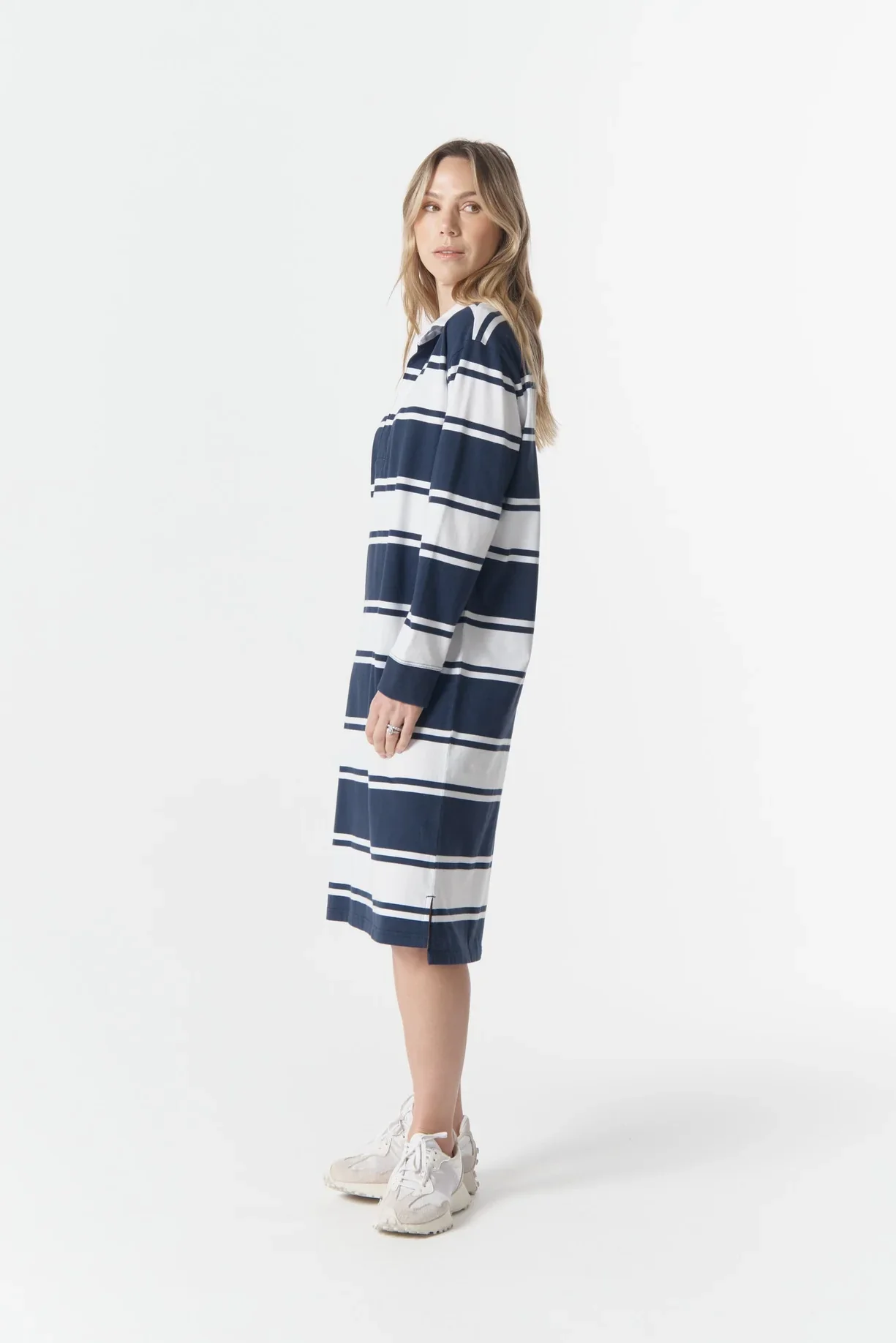 Cloth + Paper + Scissors - The Go To Rugby Dress - Parisian Navy/White - Image 3