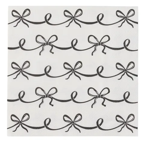 Coast to Coast - Bows 20pk 3 Ply 33cm Napkin - Black/Ivory