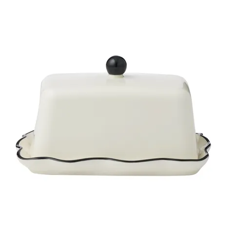 Coast To Coast Home - Winslow Ceramic Butter Dish 20x11x9cm - Ivory/Black