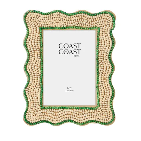 Coast to Coast - Kyra Bead 5x7" Frame 13x18cm - Natural/Emerald