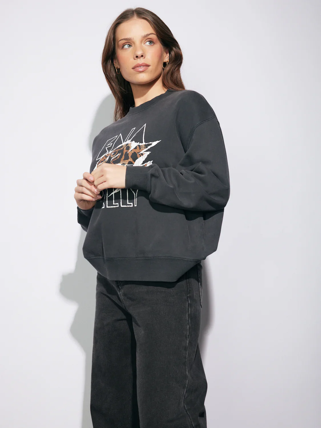Ena Pelly - Lilly Oversized Sweat Tigers Eye - Vintage Black - Image 2