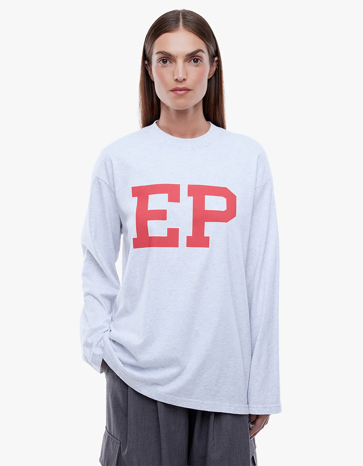 Ena Pelly - Long Sleeve Tee - White Marle