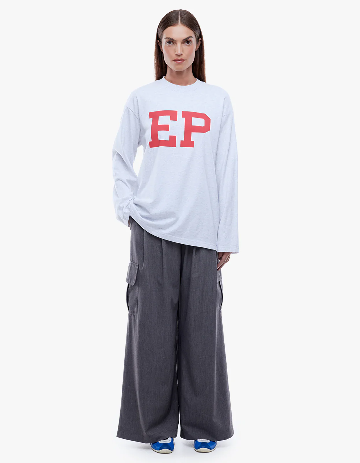 Ena Pelly - Long Sleeve Tee - White Marle - Image 2
