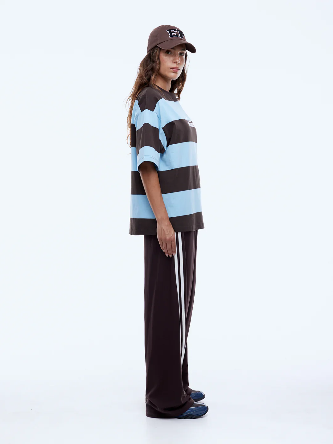 Ena Pelly - PELLY SPORT STRIPE TEE - CLOUD BLUE/COCOA STRIPE - Image 3