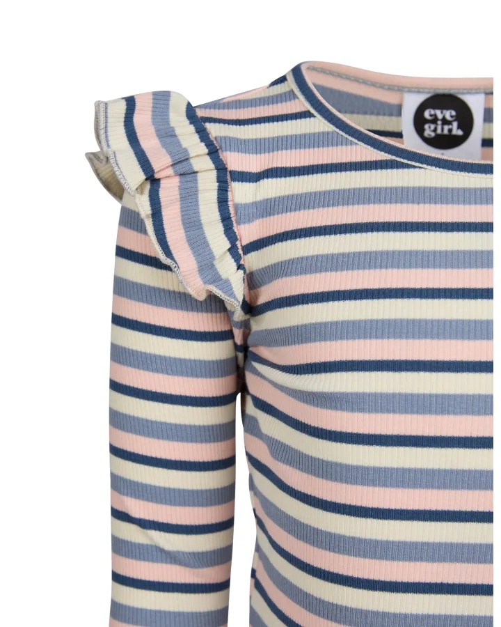 Eve Girl - ANNIE FRILL LSLV RIB - Blue - Kids Size 3-7 - Image 2